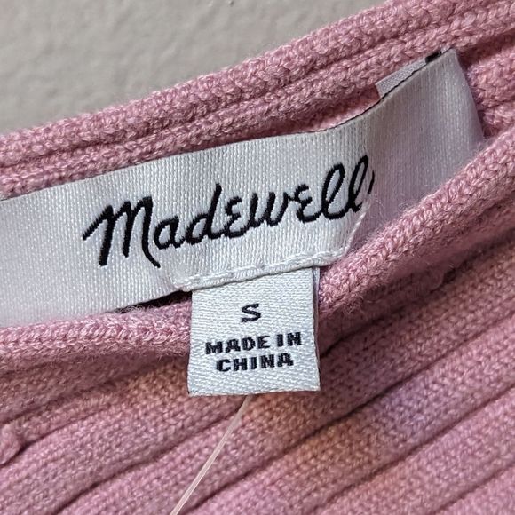 Madewell NWT V-neck Cropped Ribbed Sweater Tank sz S in Powder Pink - Picture 8 of 11